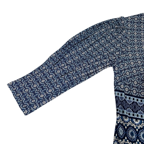 VINCE CAMUTO Casual Stretch Blue Geometric Long Sleeve Dress Women's Size 8 - Picture 10 of 16